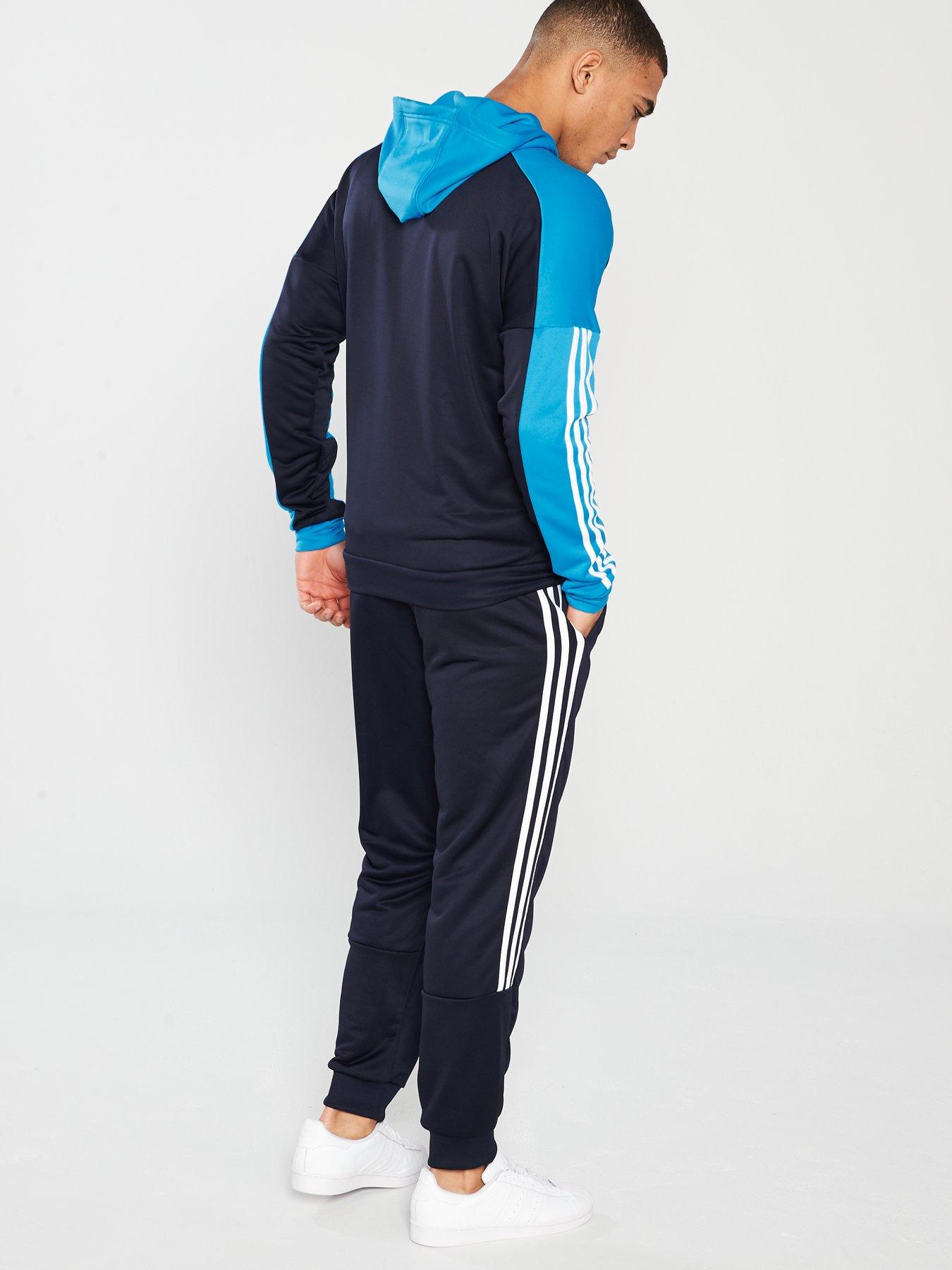 adidas game time tracksuit blue