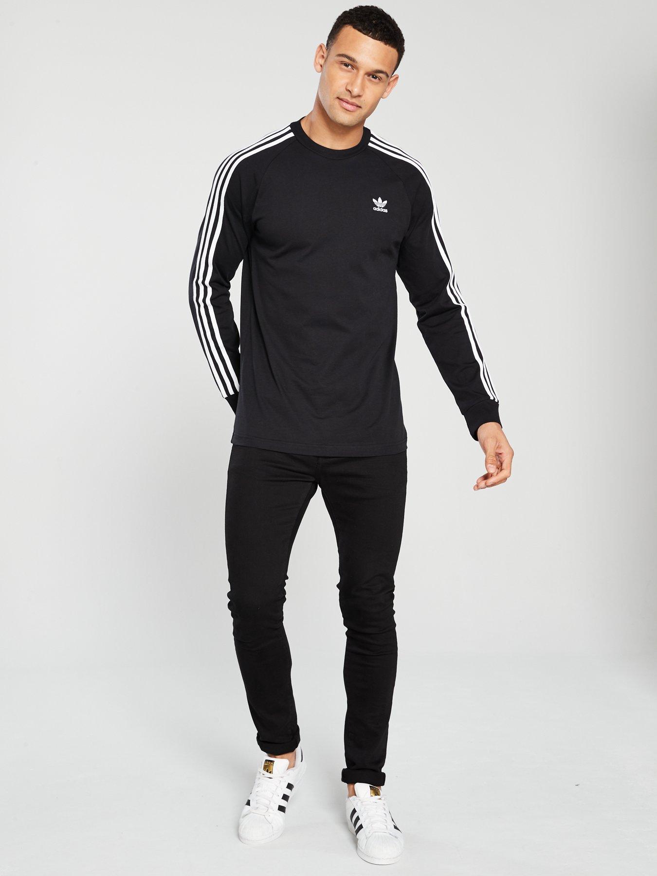 adidas 3 stripe long sleeve t shirt