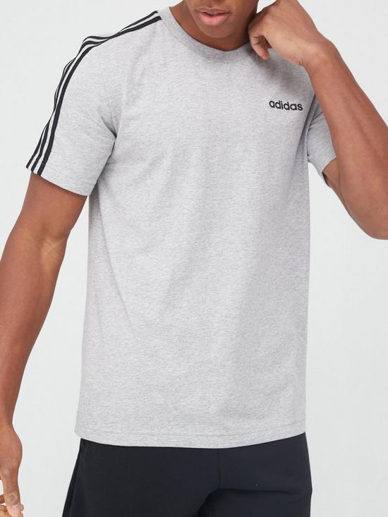front image of adidas-3s-t-shirt-medium-grey-heather