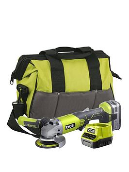 Product photograph of Ryobi R18ag-140s 18v One Cordless Angle Grinder Starter Kit 1 X 4 0ah from very.co.uk