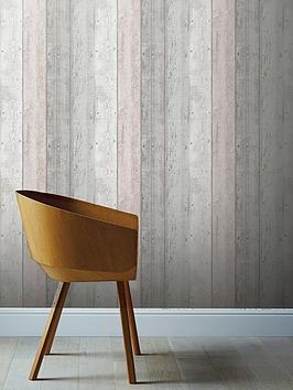 Arthouse Painted Wood Grey And Blush Wallpaper