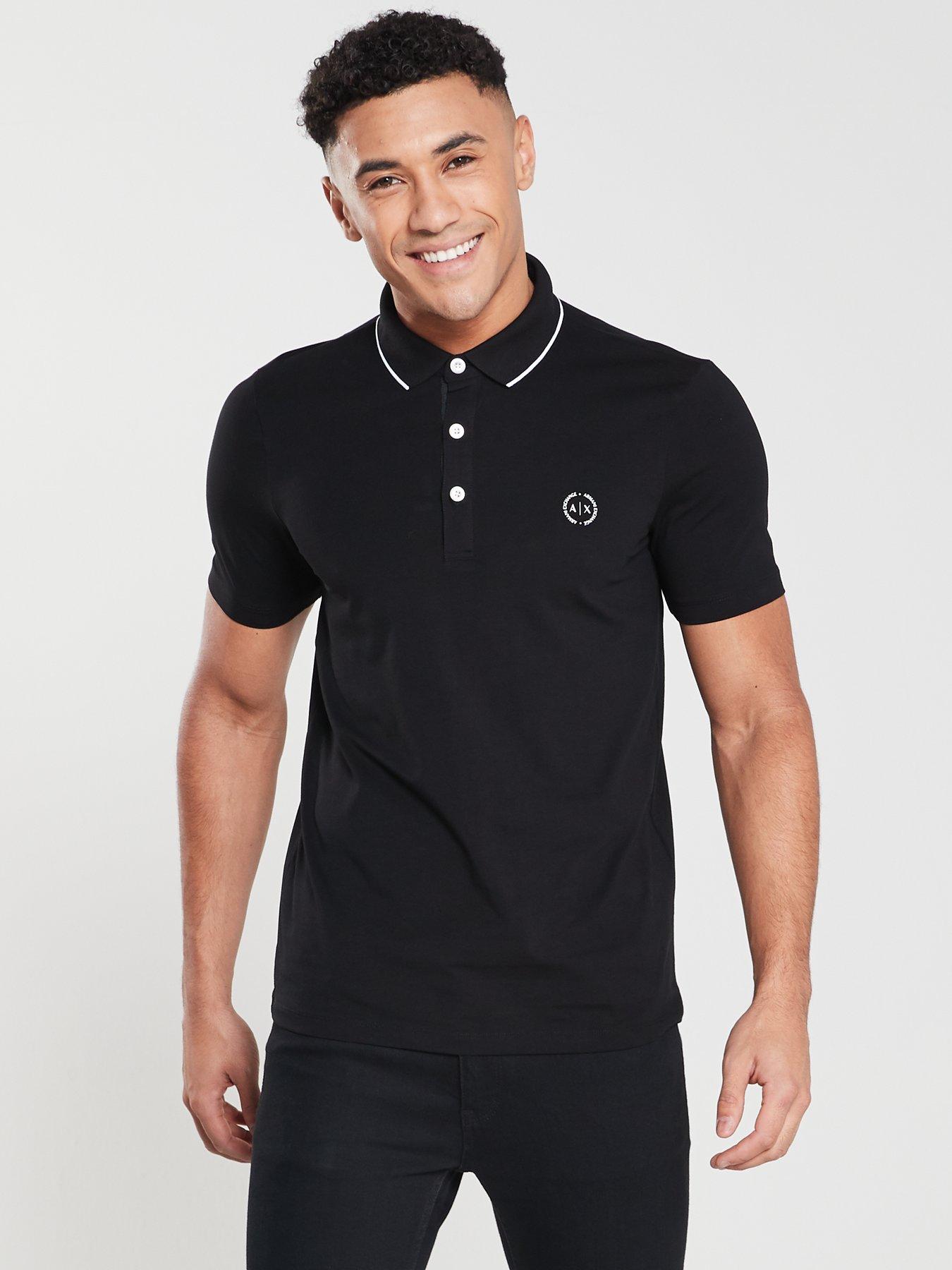 Armani Exchange Slim Fit Polo Shirt - Black | Very.co.uk