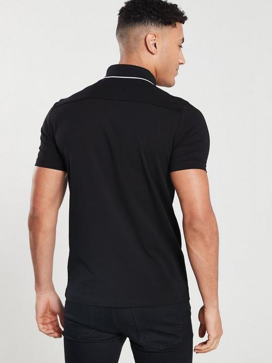 stillFront image of armani-exchange-slim-fit-polo-shirt-black