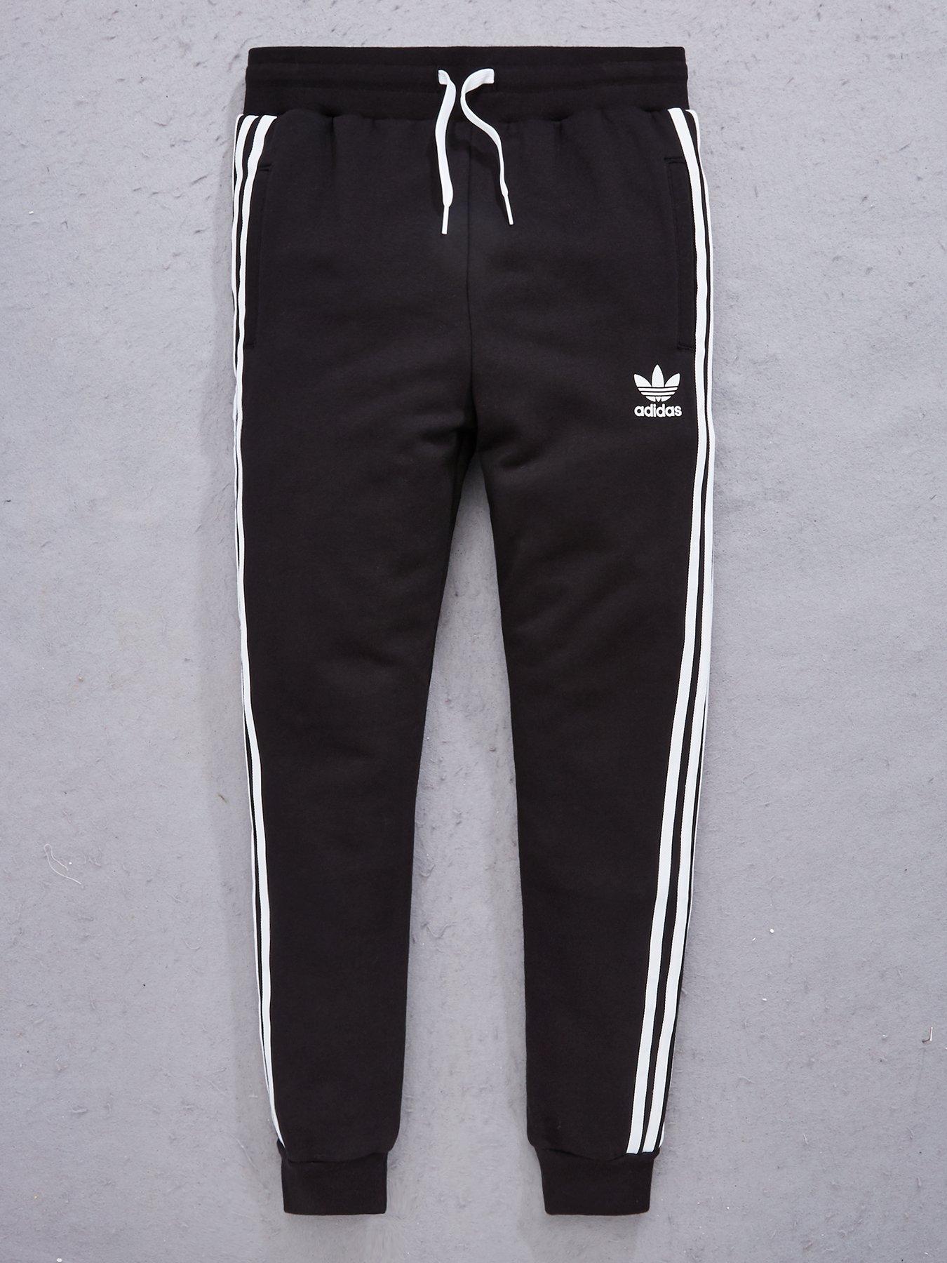 Adidas originals trefoil cuffed track pant in discount black