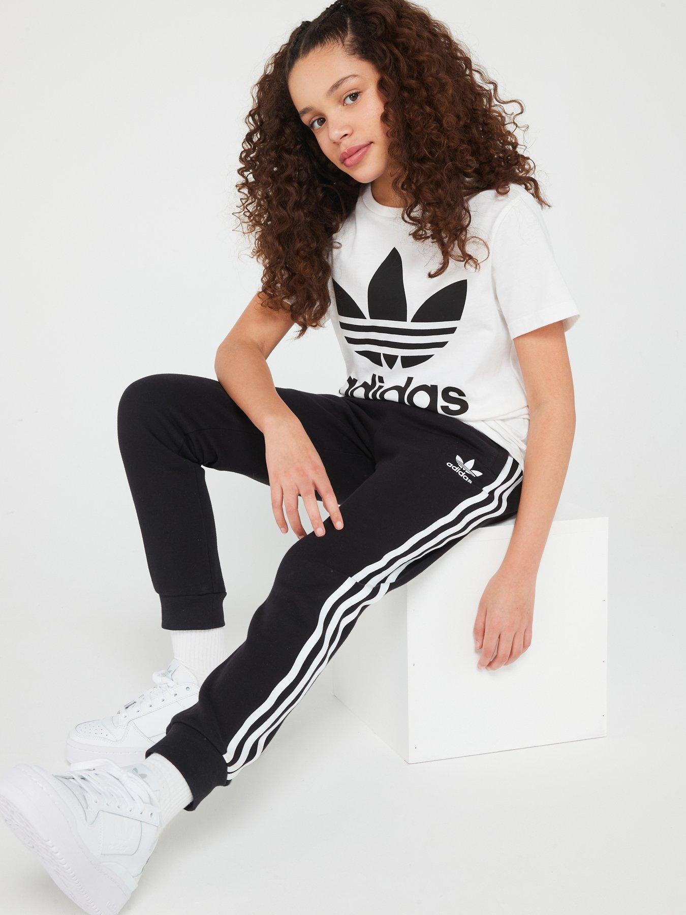 adidas Originals Junior Unisex Trefoil Pants - Black/White | Very.co.uk