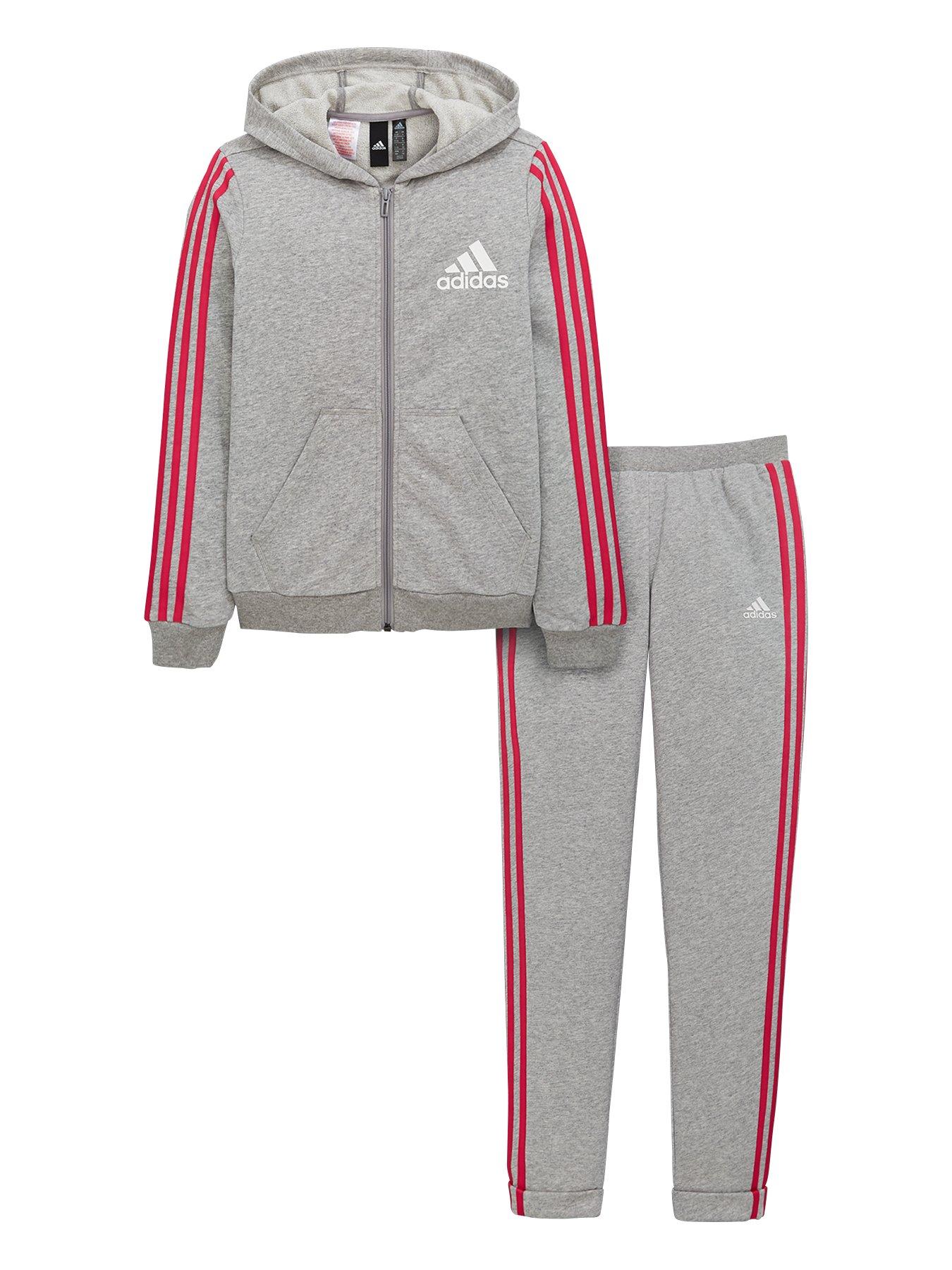 Girls grey adidas store tracksuit