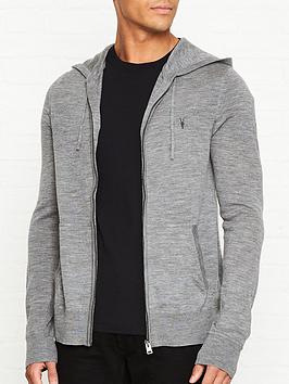 Allsaints Mode Merino Zip Through Hoodie - Grey, Grey, Size S, Men