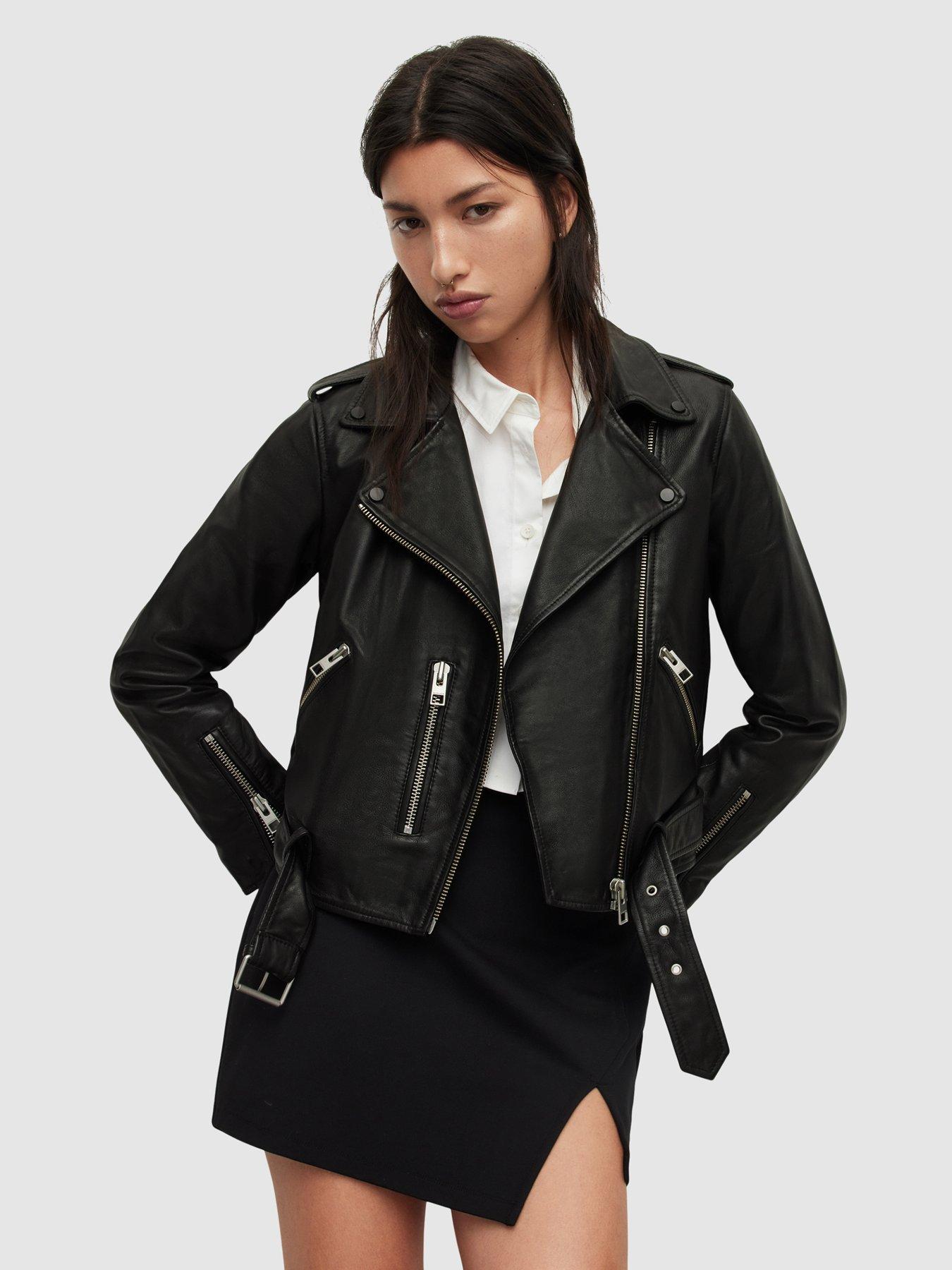 Allsaints Balfern Leather Biker Jacket Black Very Co Uk