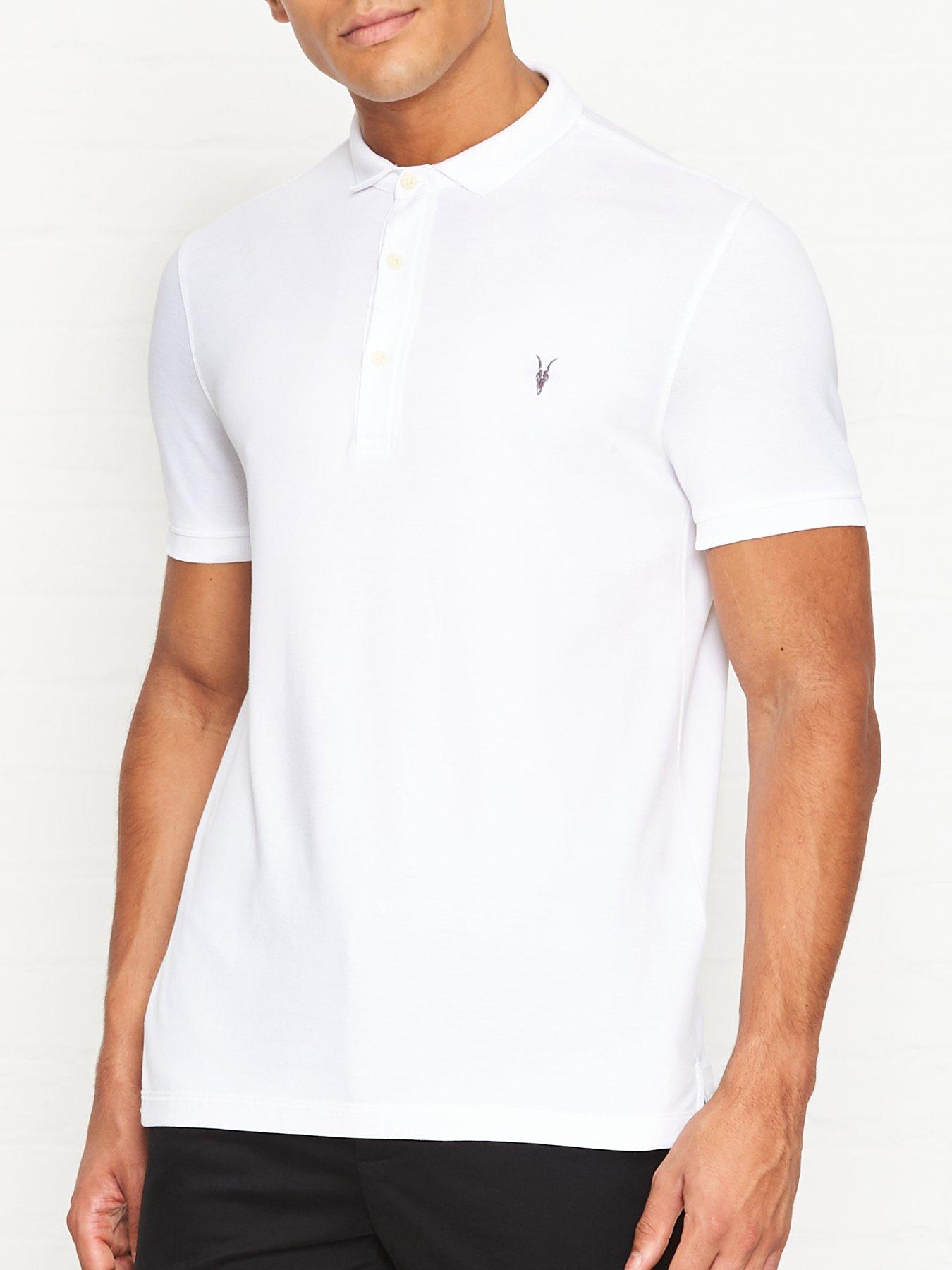 AllSaints Reform Short Sleeve Pique Polo Shirt - White