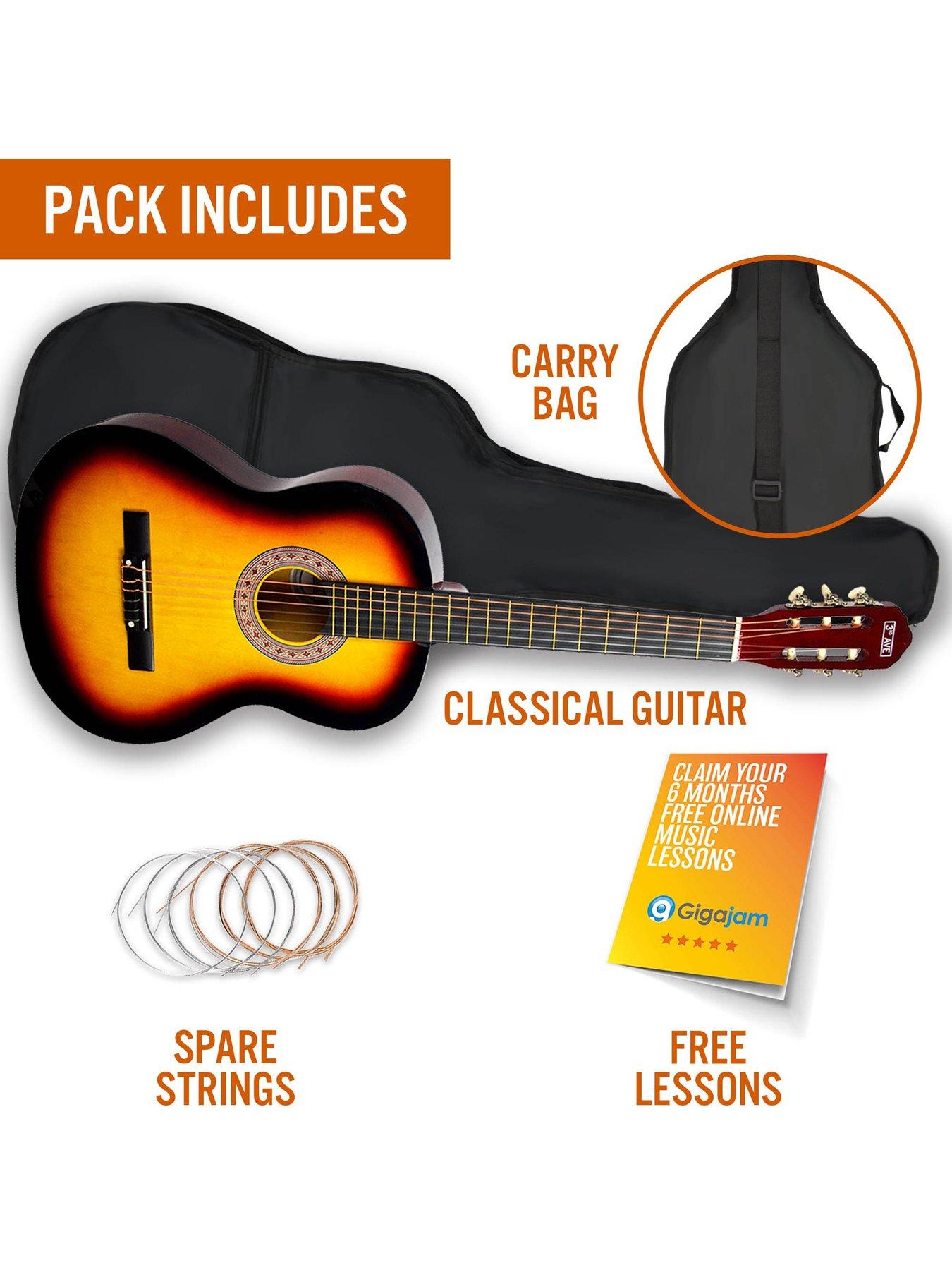 Image 3 of 6 of 3rd Avenue 3/4 Size Kids Classical Guitar Beginner Bundle - 6 Months FREE Lessons - Sunburst