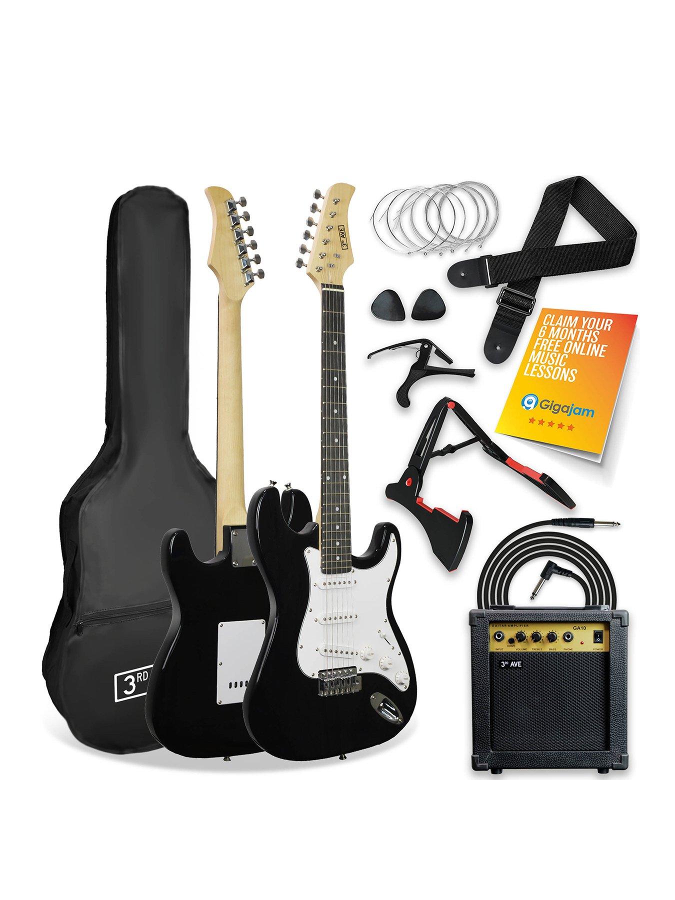 undefined Full Size 4/4 Electric Guitar Ultimate Kit with 10W Amp - 6 Months FREE Lessons - Black
