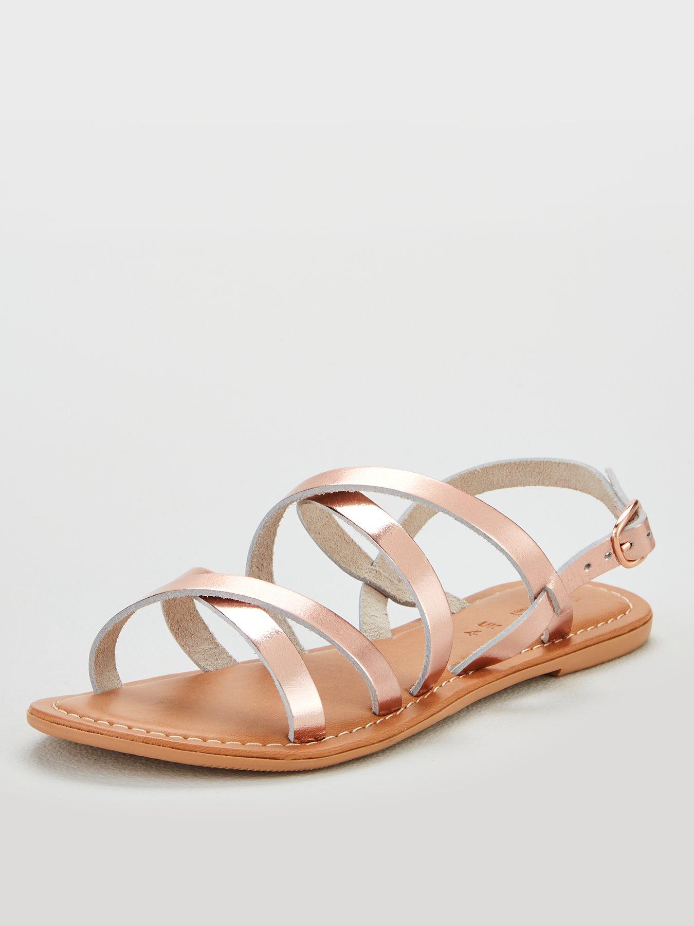 gold strappy flat sandals uk