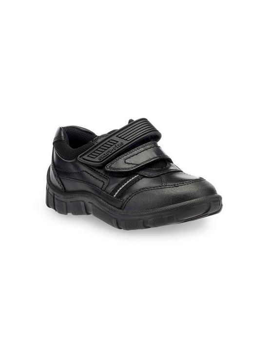 front image of start-rite-lukenbspleather-double-riptape-football-boys-school-shoes-black