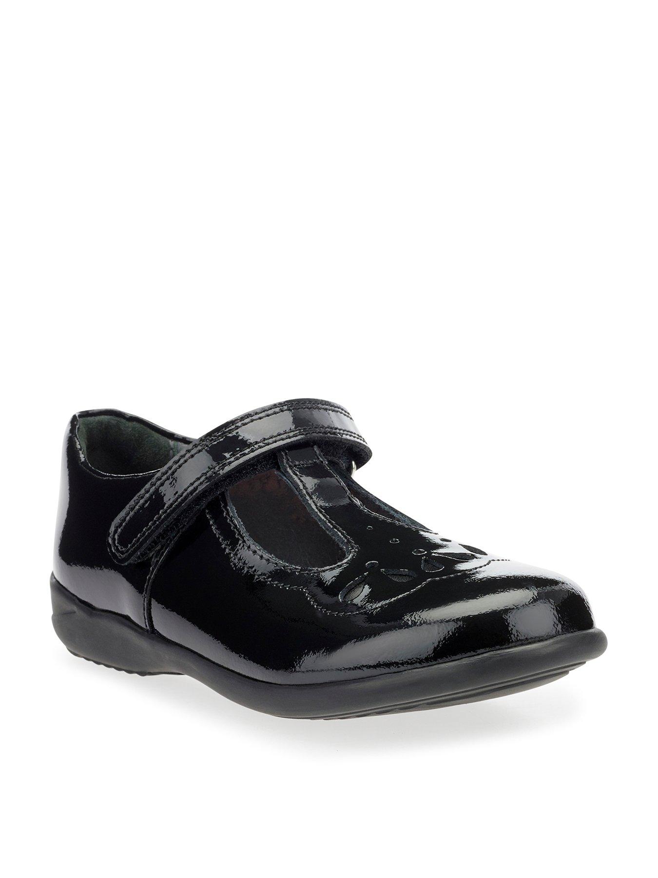  Poppy Younger Patent Strap School Shoes - Black
