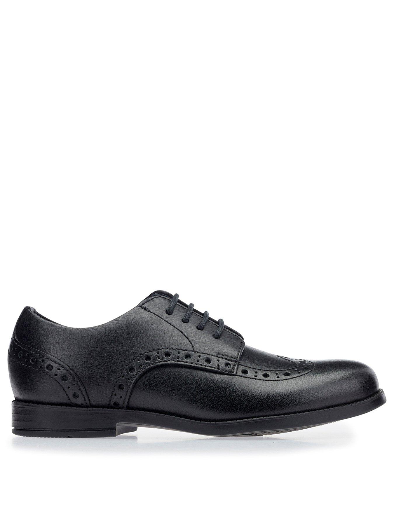 Start-rite Brogue Senior Girls Black Leather Lace Up School Shoes, Black, Size 4.5 Older