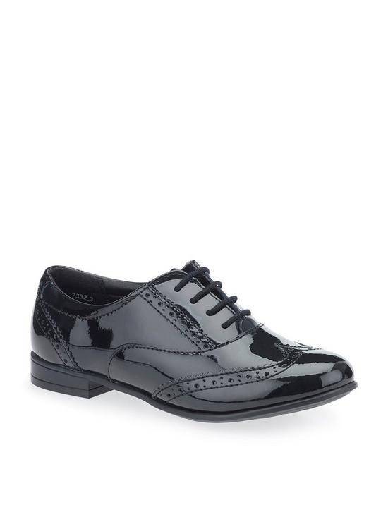 front image of start-rite-girlsnbspmatildanbsppatent-leather-lace-upnbspbrogue-school-shoesnbsp--black