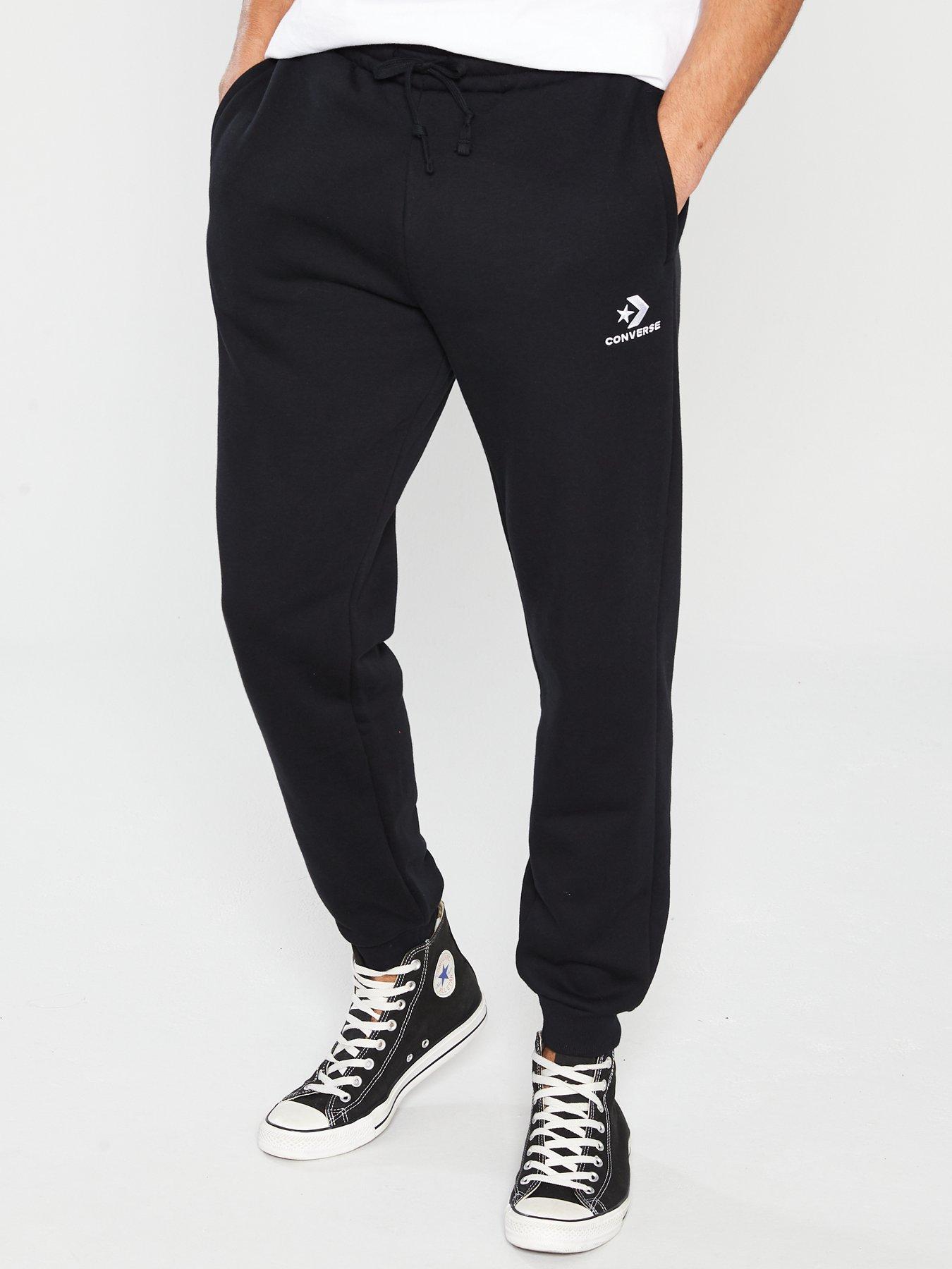 converse mens star chevron embroidered fleece pants black