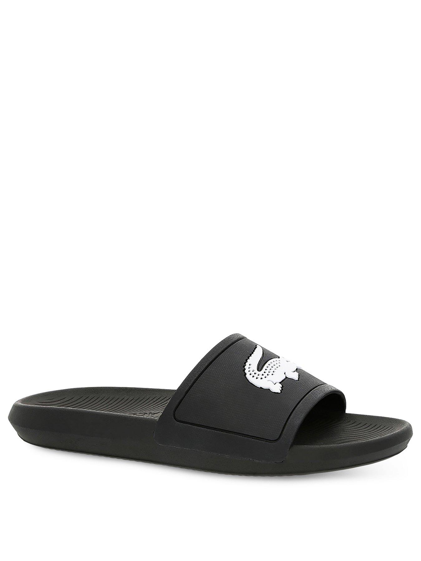 black lacoste sliders