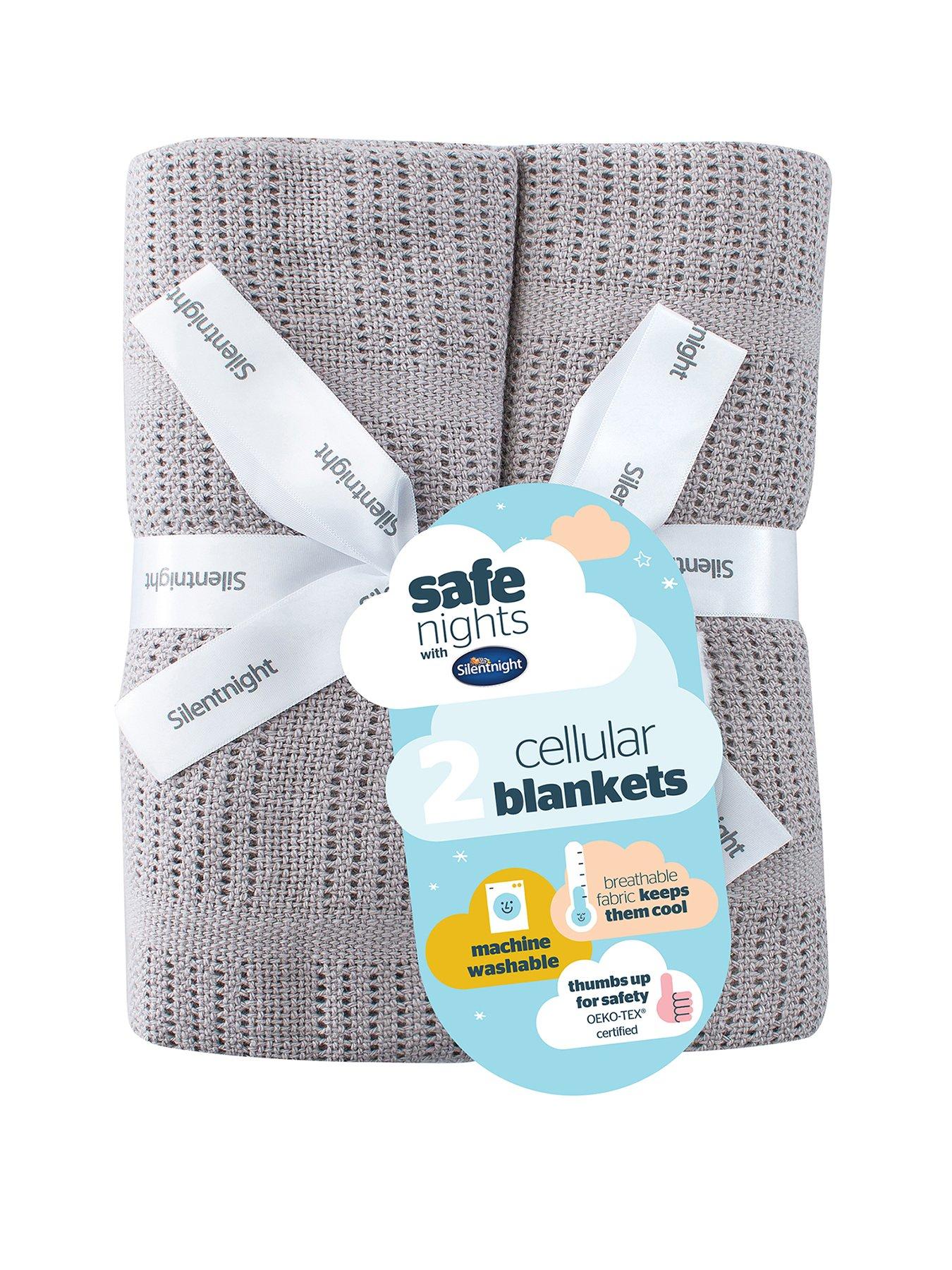 Silentnight Safe Nights 2 x Cellular Blankets Cot Grey Very