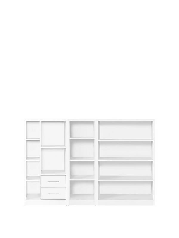 Metro 3 Piece Storage Bookcase Package, White Storage Bookcase