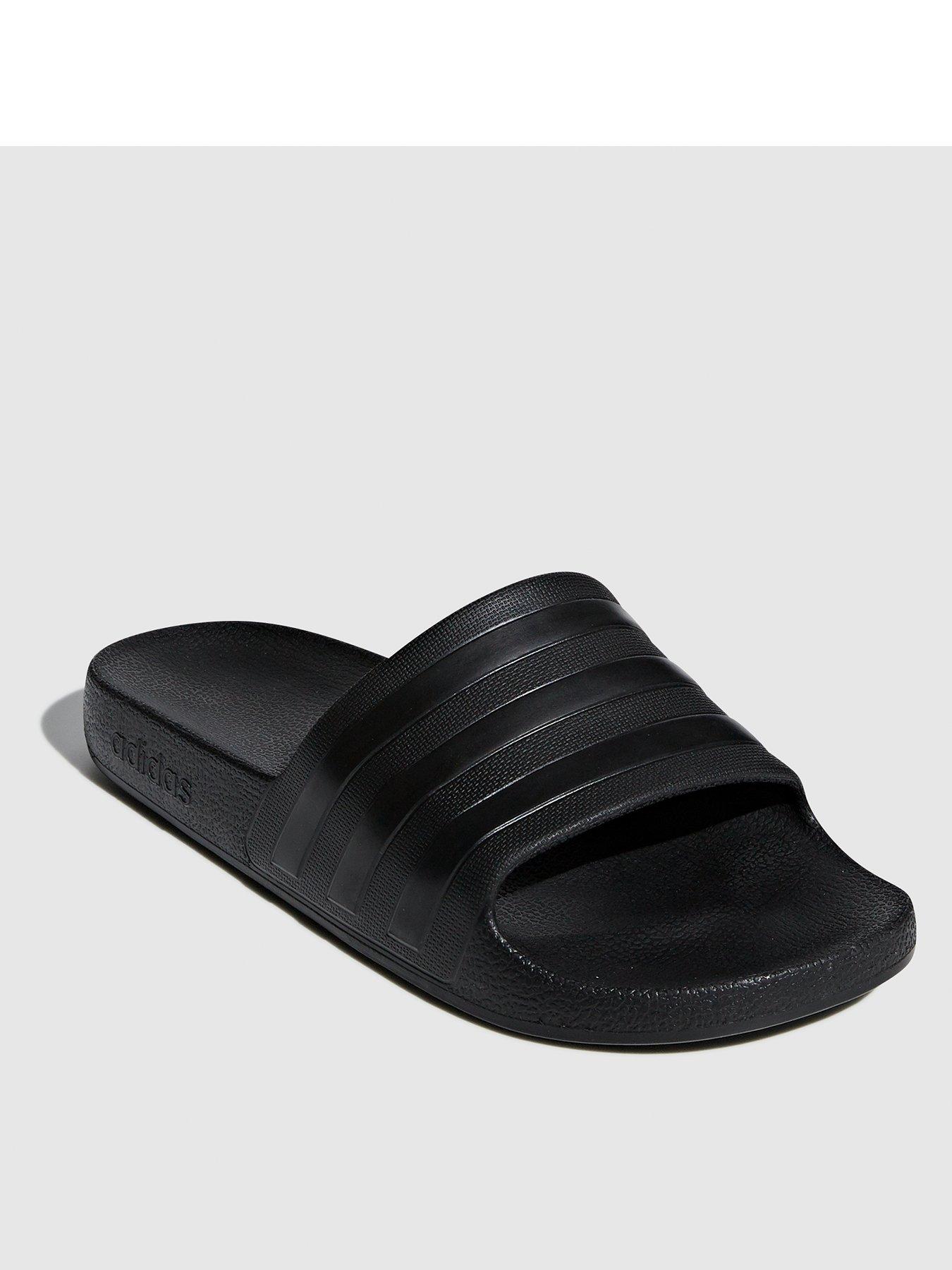 undefined Mens Adilette Aqua Sliders - Black