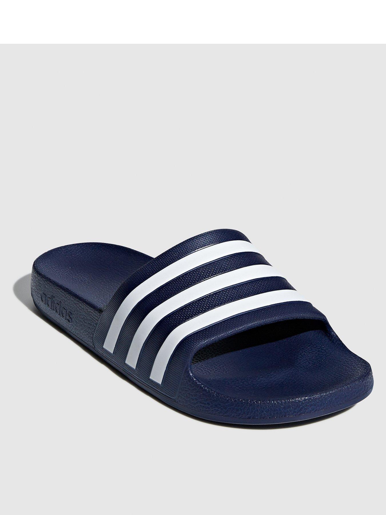 adidas Mens Adilette Aqua Sliders - Blue/White