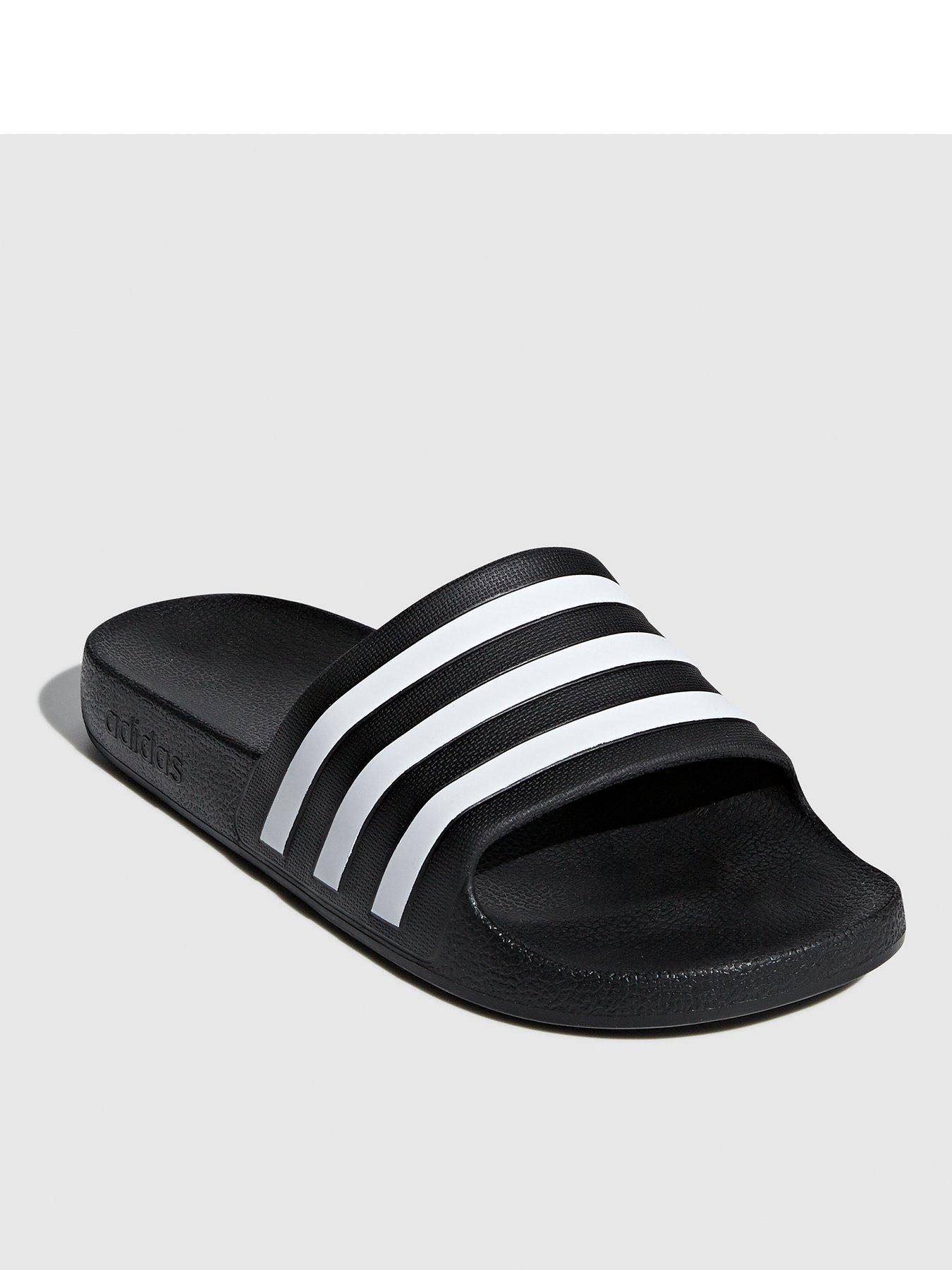 undefined Mens Adilette Aqua Sliders - Black/White