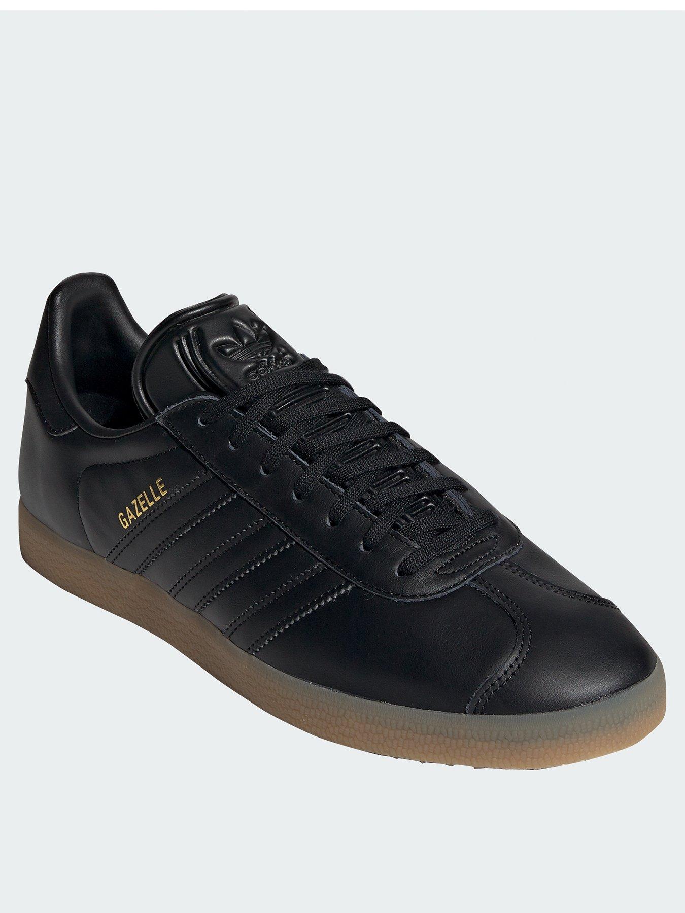 adidas gazelle black leather gum sole