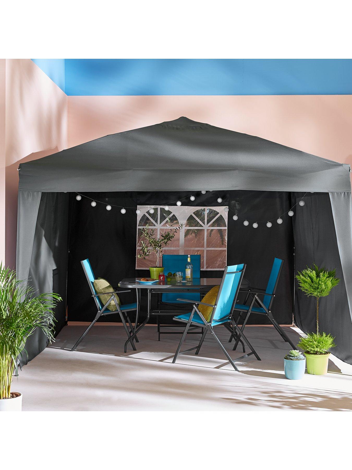 3 X 3 M Pop-Up Gazebo (3 Side Panels, Steel Frame, Showerproof Roof, Carry Bag)