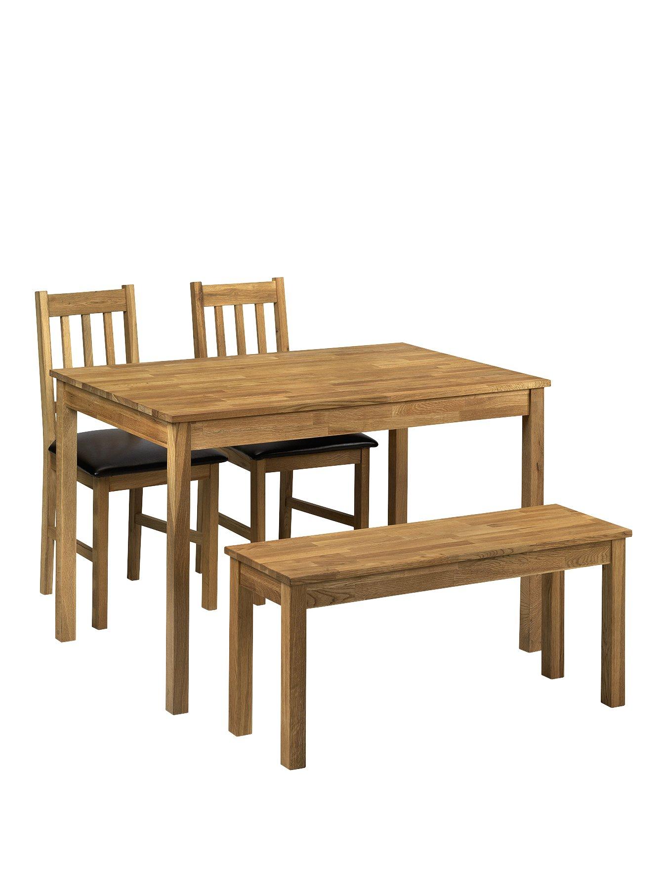 Image 3 of 7 of Julian Bowen Coxmoor 118 cm&nbsp;Solid Oak Dining Table + 2 Chairs + Bench
