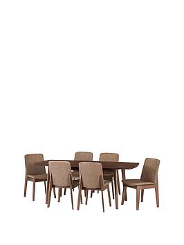 Product photograph of Julian Bowen Kensington 150 - 194 Cm Solid Wood Extending Dining Table 6 Chairs from very.co.uk