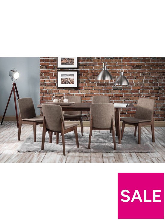 stillFront image of julian-bowen-kensington-150-194-cm-solid-wood-extending-dining-table-6-chairs
