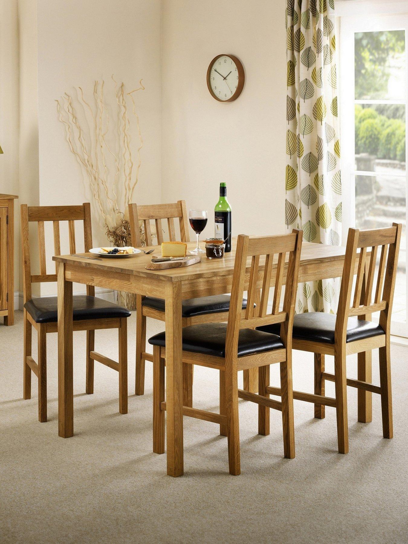 Julian Bowen Coxmoor 118 cm Solid Oak Dining Table + 4 Chairs | Very