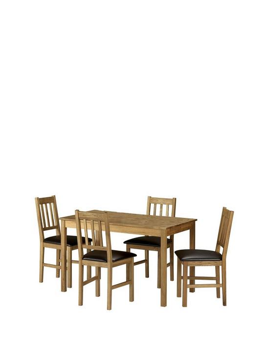 front image of julian-bowen-coxmoor-118-cm-solid-oak-dining-table-4-chairs