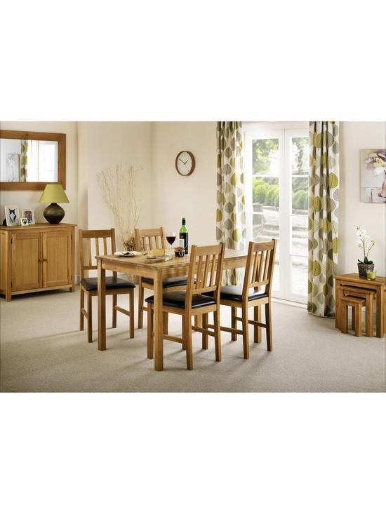 stillFront image of julian-bowen-coxmoor-118-cm-solid-oak-dining-table-4-chairs