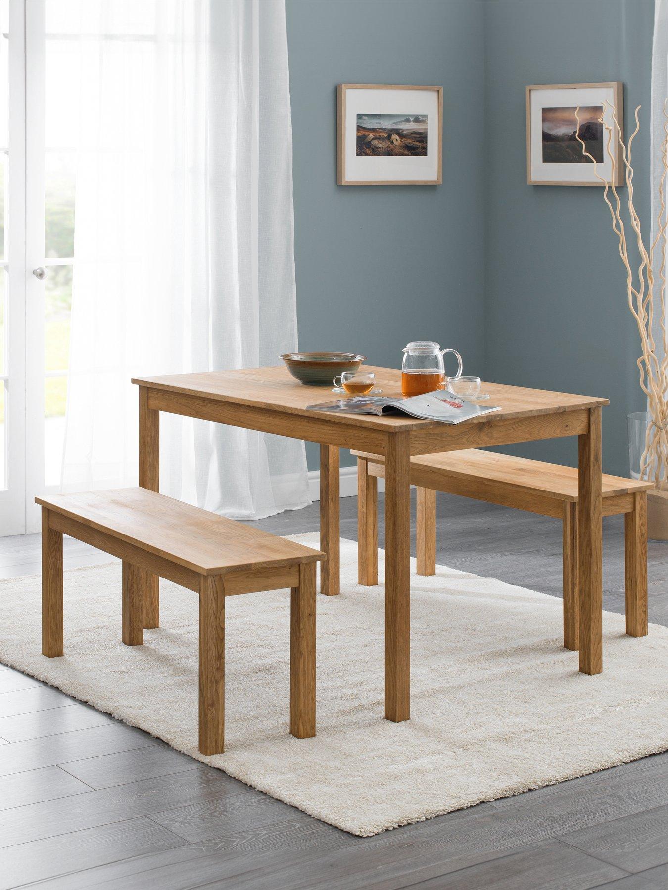 Julian Bowen Coxmoor 118 cm Solid Oak Dining Table + 2 Benches