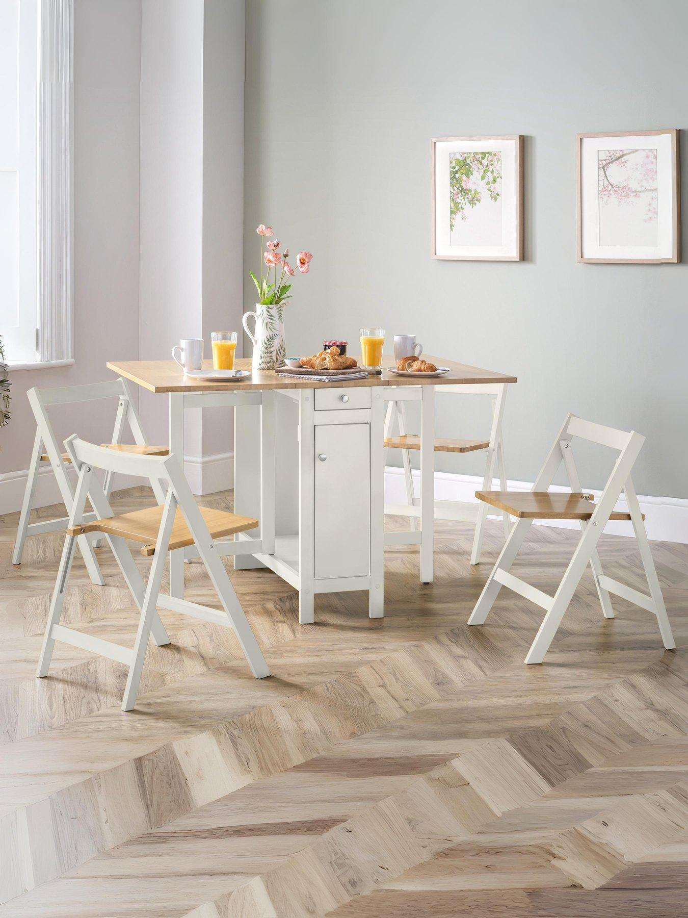 Julian Bowen Savoy 120 cm Space Saver Dining Table + 4 Chairs