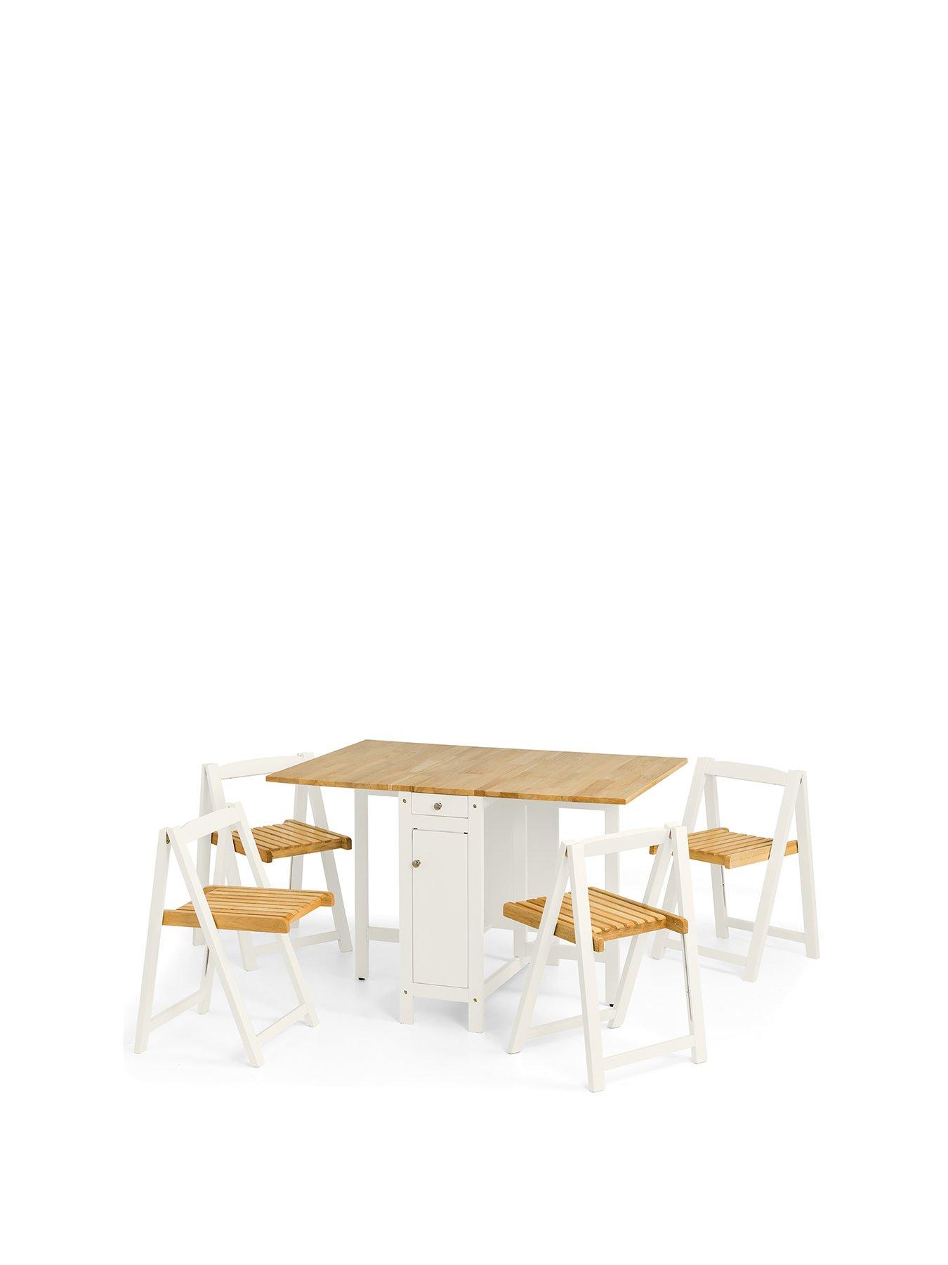 Product photograph of Julian Bowen Savoy 120 Cm Space Saver Dining Table 4 Chairs from very.co.uk