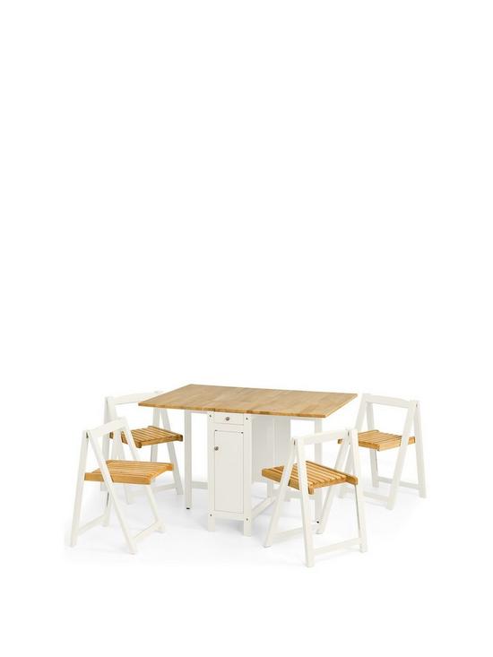 front image of julian-bowen-savoy-120-cm-space-saver-dining-table-4-chairs