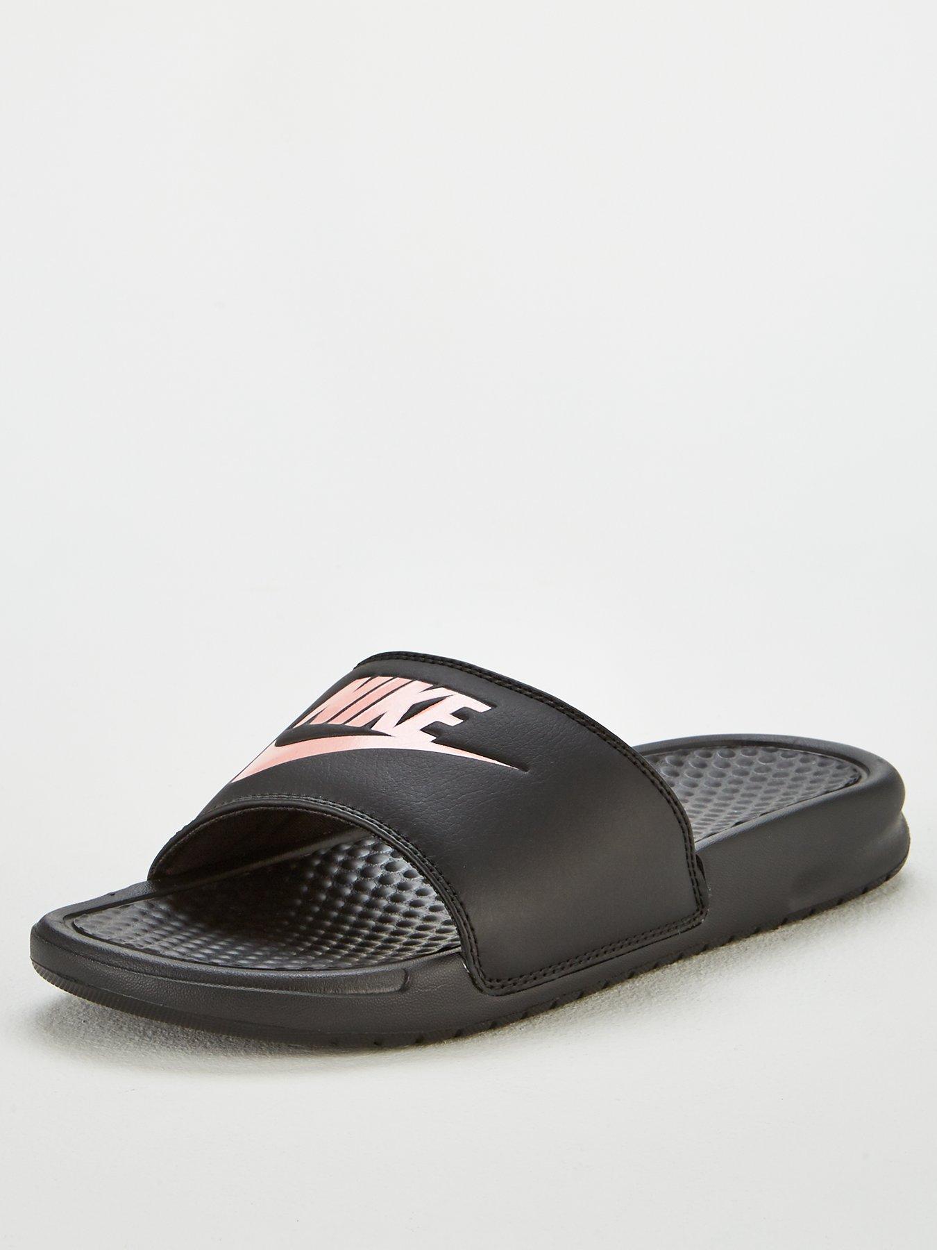 nike benassi black rose gold