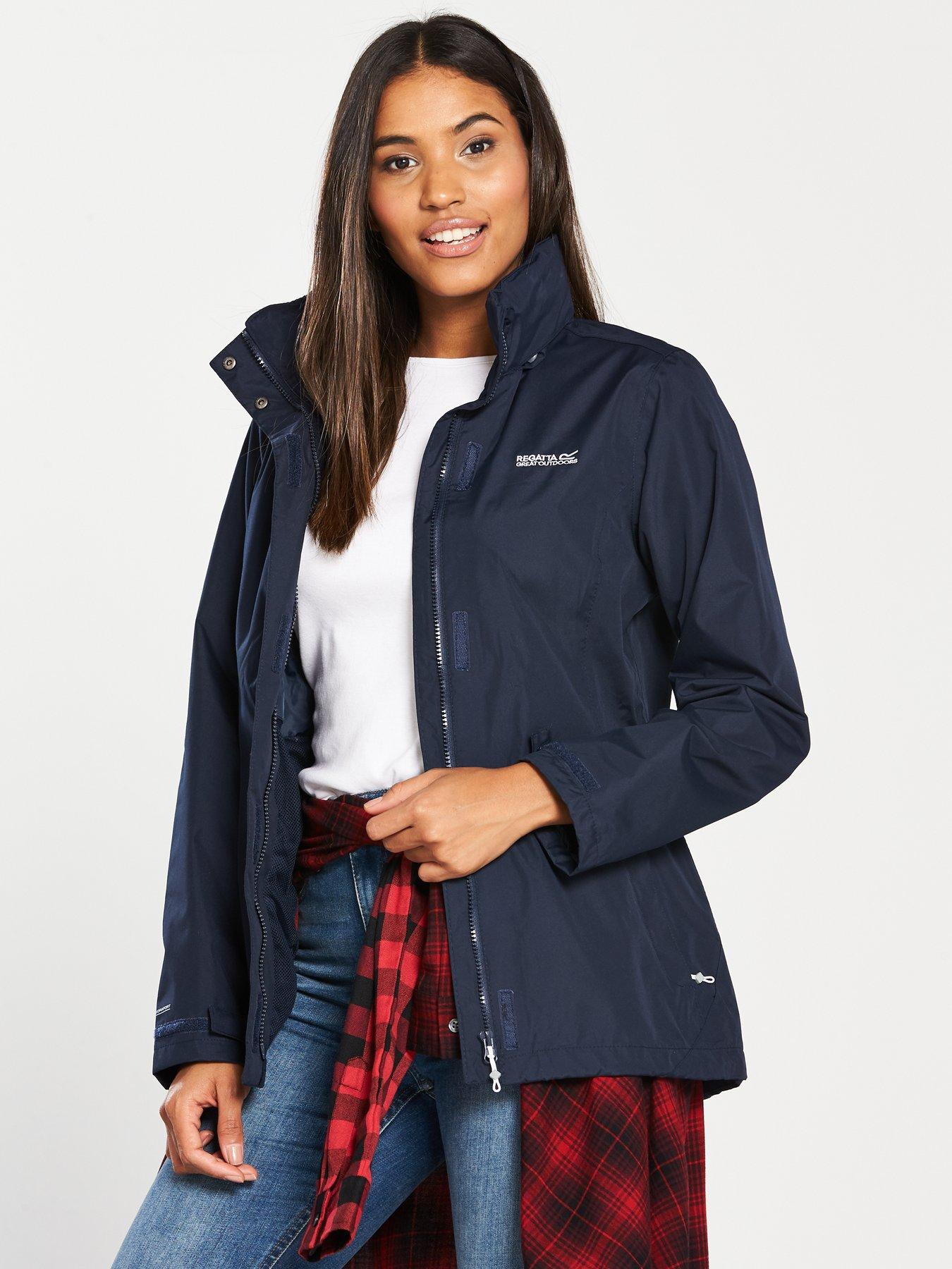 School Microfleece Lined Windproof Waterproof Jacket, Navy at John