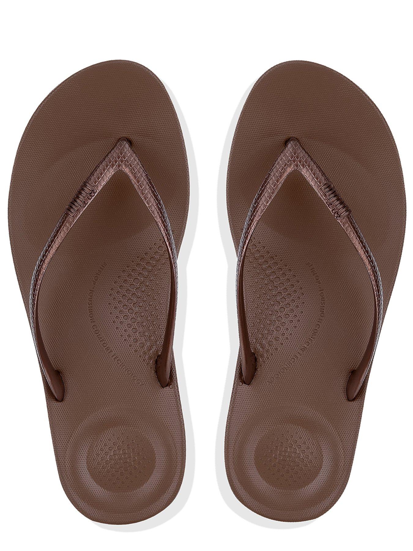 Image 4 of 5 of FitFlop Iqushion Ergonomic Toe Thong Flip Flop Shoes - Bronze
