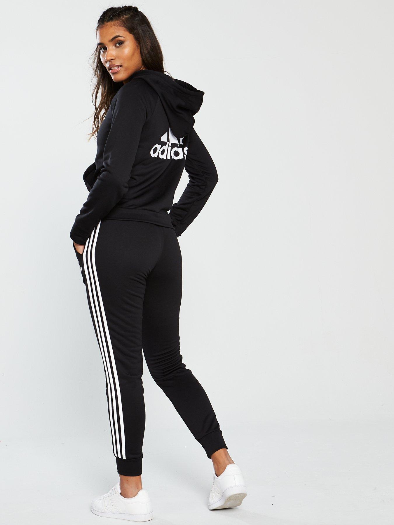 badge of sport 3 stripe hooded tracksuit