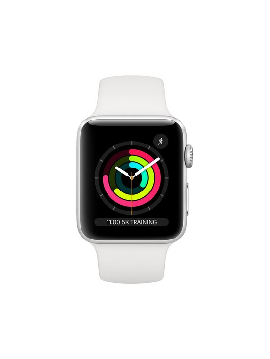 stillFront image of apple-watch-seriesnbsp3-2018-gps-42mm-silver-aluminium-case-with-white-sport-band