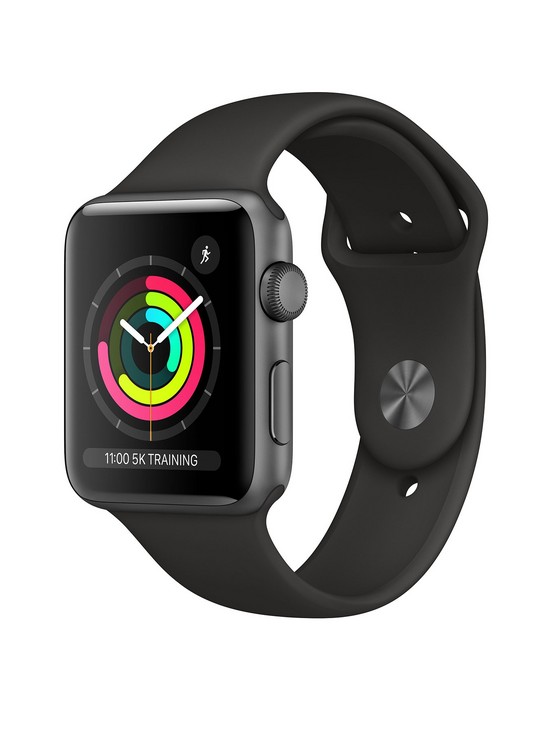 front image of apple-watch-seriesnbsp3-2018-gps-42mm-space-grey-aluminium-case-with-black-sport-band