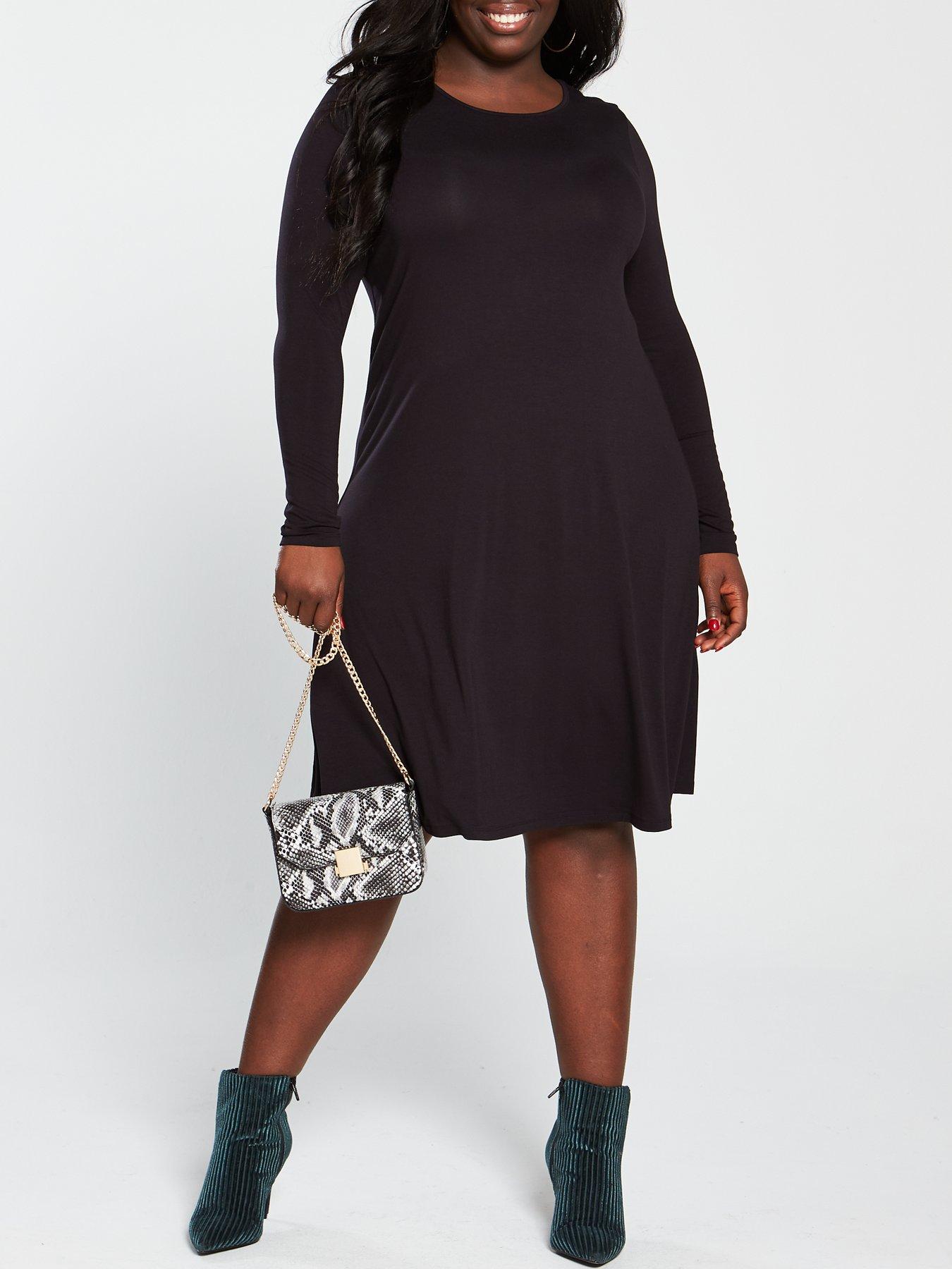 black jersey swing dress