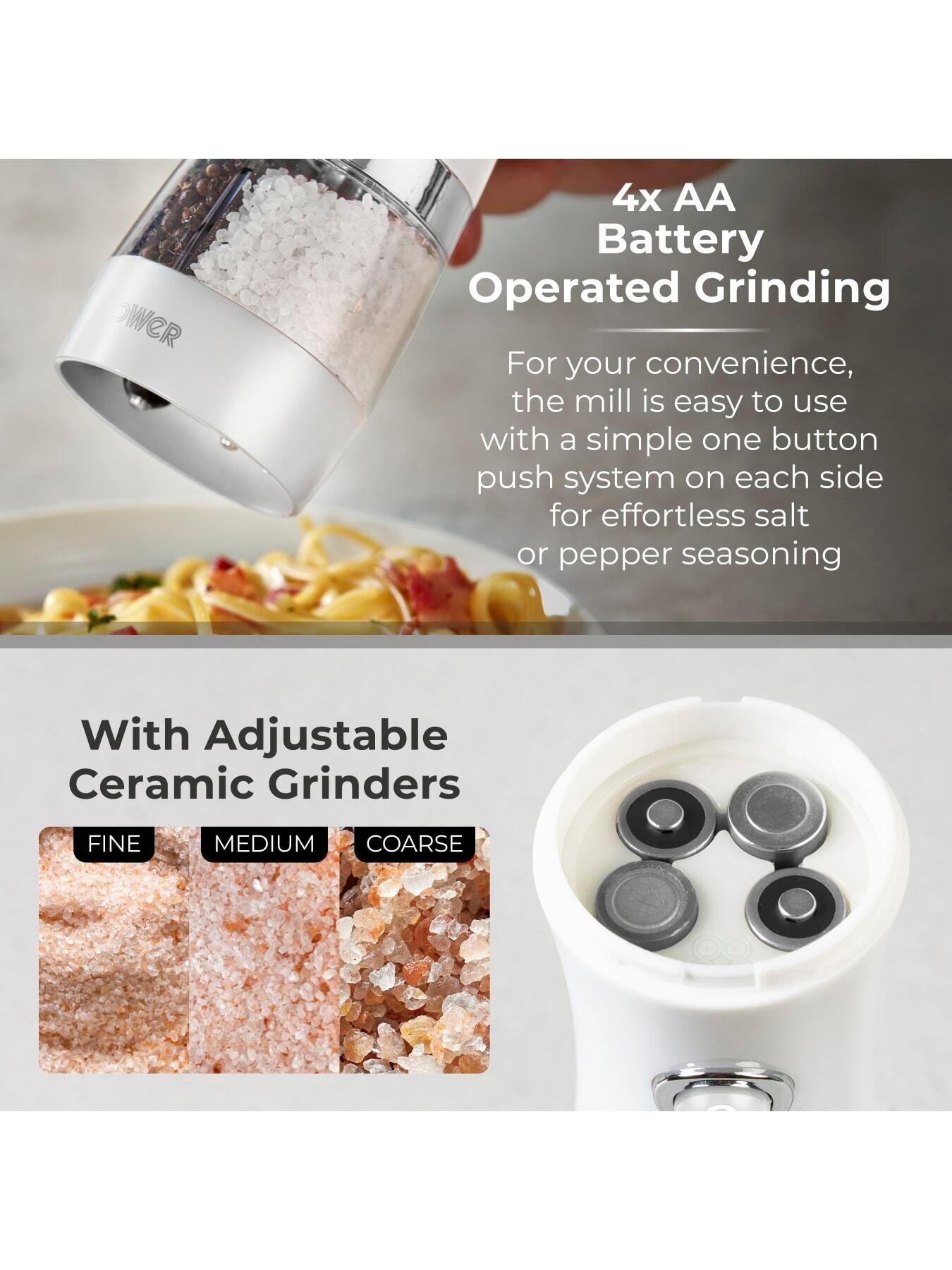 Image 4 of 7 of Tower Duo Electric Salt and Pepper Mill &ndash; White