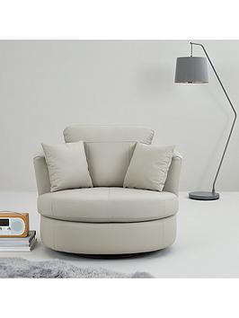 Product photograph of Very Home Merkle Leather Faux Leather Swivel Chair from very.co.uk