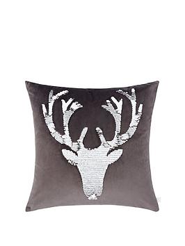 catherine-lansfield-sequin-stag-christmasnbspcushion