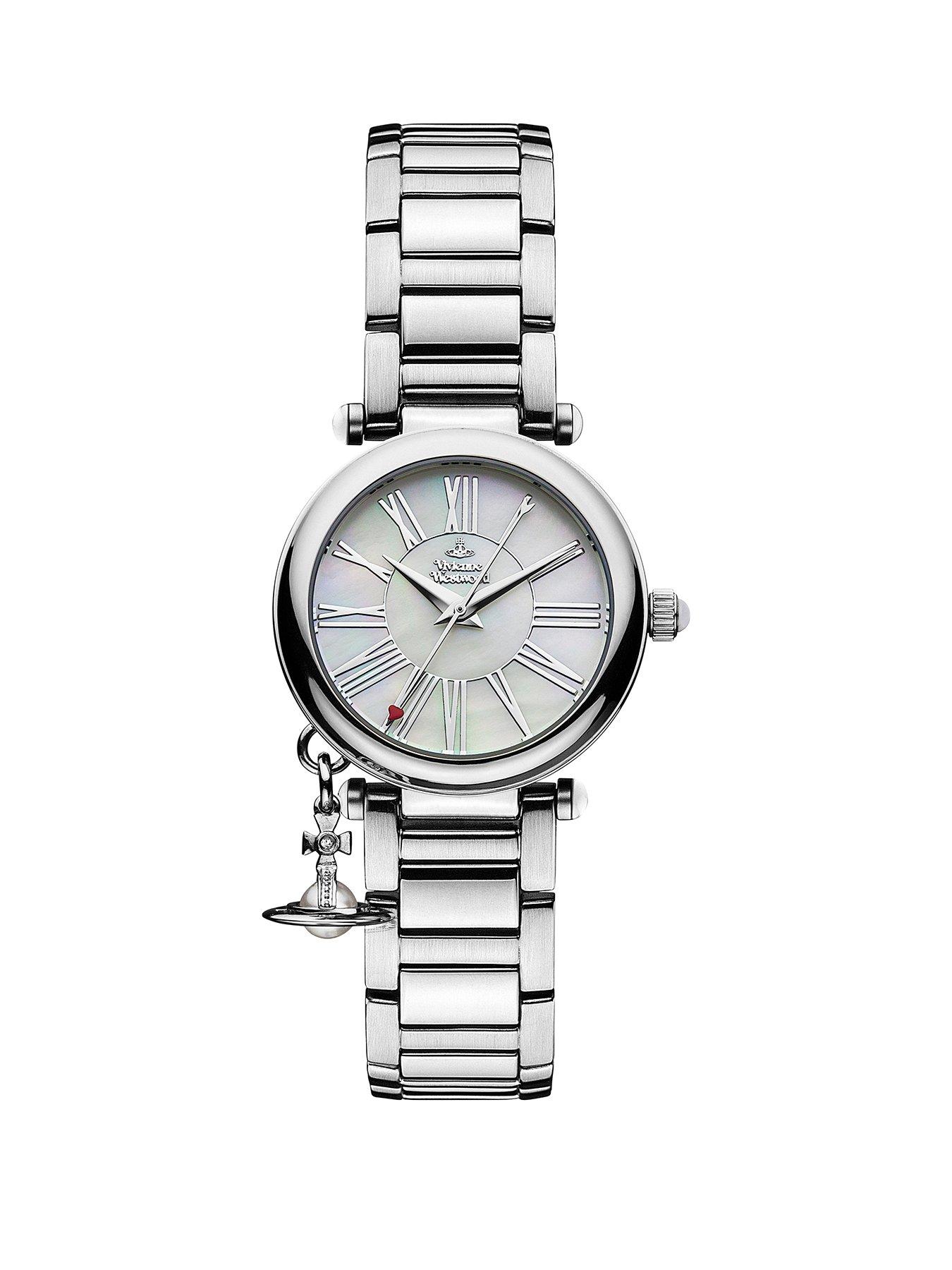 undefined Mother Orb Mother of Pearl and Silver Detail Dial with Charm Stainless Steel Bracelet Ladies Watch